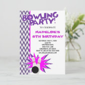 Bowling Birthday Party Custom Invitation Kaart (Staand voorkant)