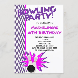 Bowling Birthday Party Custom Invitation Kaart