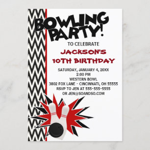 Bowling Birthday Party Custom Invitation Kaart