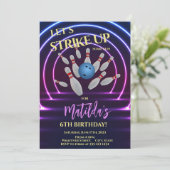 Bowling Birthday Party Custom Kaart (Staand voorkant)