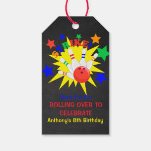Bowling Birthday Party Dank u Labels geven Cadeaulabel
