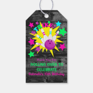 Bowling Birthday Party Dank u Labels geven Cadeaulabel