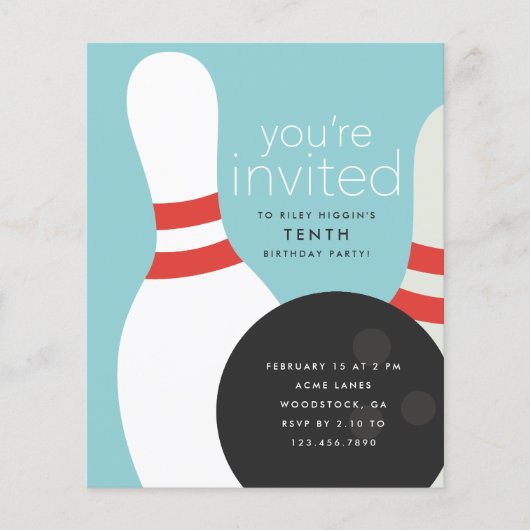 Bowling Birthday Party Invitation (Voorkant)