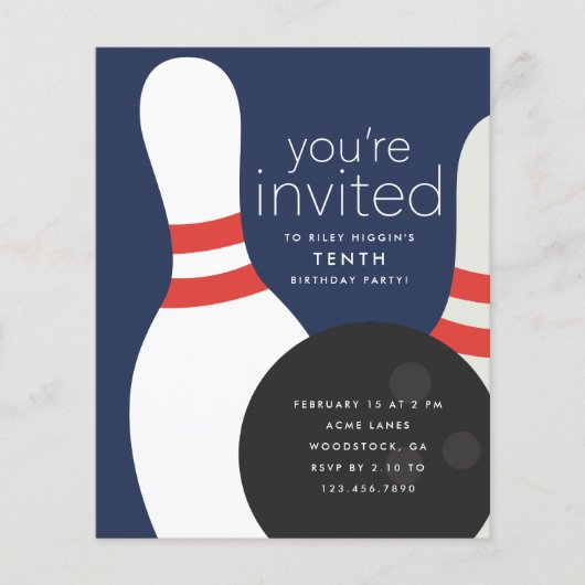 Bowling Birthday Party Invitation (Voorkant)