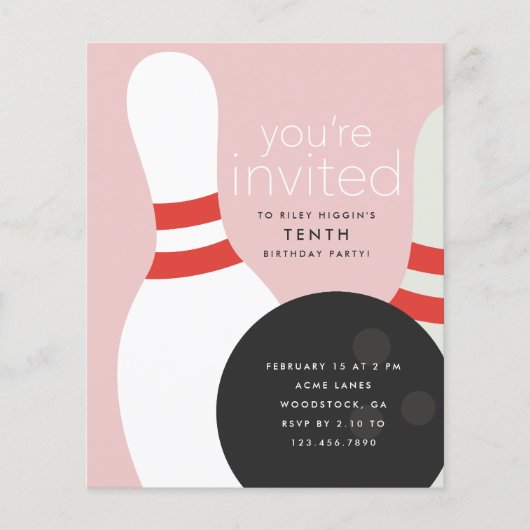 Bowling Birthday Party Invitation (Voorkant)
