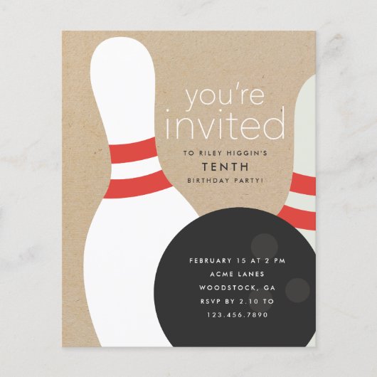 Bowling Birthday Party Invitation (Voorkant)