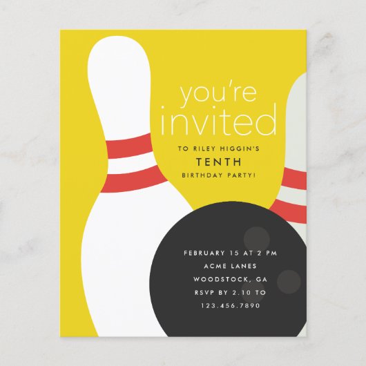 Bowling Birthday Party Invitation (Voorkant)