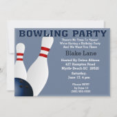 Bowling Birthday Party Invitation Kaart (Voorkant)