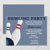 Bowling Birthday Party Invitation Kaart (Voorkant / Achterkant)