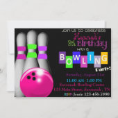 Bowling Birthday Party Invitation Kaart (Voorkant)