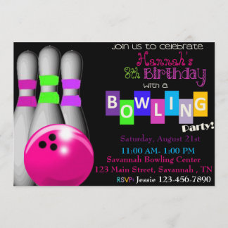 Bowling Birthday Party Invitation Kaart