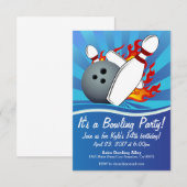 Bowling Birthday Party Invitation Kaart (Voorkant / Achterkant)