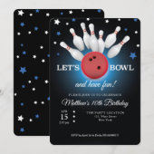 Bowling Birthday Party Invitation Kaart (Voorkant / Achterkant)