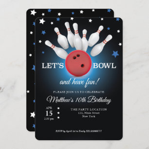 Bowling Birthday Party Invitation Kaart