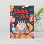 Bowling Birthday Party Invitation Kaart (Staand voorkant)