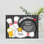 Bowling Birthday Party Invitation Kaart (Staand voorkant)