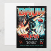 Bowling Birthday Party Invitation Kaart (Voorkant / Achterkant)