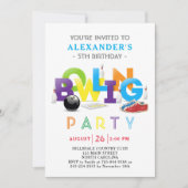 Bowling Birthday Party Invitation Kaart (Voorkant)