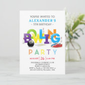 Bowling Birthday Party Invitation Kaart (Staand voorkant)