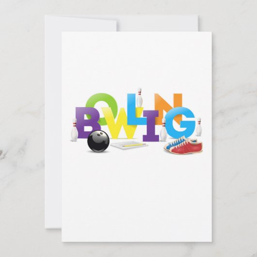 Bowling Birthday Party Invitation Kaart (Achterkant)