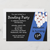 Bowling Birthday Party Invitation Kaart (Voorkant)