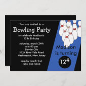 Bowling Birthday Party Invitation Kaart (Voorkant / Achterkant)