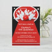Bowling Birthday Party Invitation Kaart (Staand voorkant)
