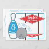 Bowling Birthday Party Invitation Kaart (Voorkant / Achterkant)