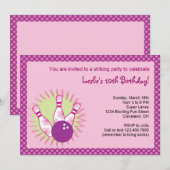 Bowling Birthday Party Invitation Kaart (Voorkant / Achterkant)