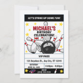 Bowling Birthday Party Invitation Kaart (Voorkant)