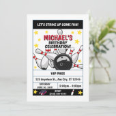 Bowling Birthday Party Invitation Kaart (Staand voorkant)