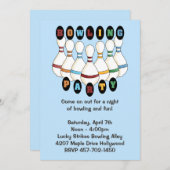Bowling Birthday Party Invitation Kaart (Voorkant / Achterkant)