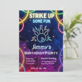 Bowling Birthday Party Invitation Kaart (Staand voorkant)
