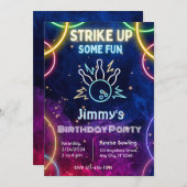 Bowling Birthday Party Invitation Kaart (Voorkant / Achterkant)