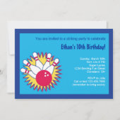 Bowling Birthday Party Invitation Kaart (Voorkant)