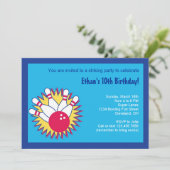 Bowling Birthday Party Invitation Kaart (Staand voorkant)
