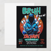 Bowling Birthday Party Invitation Kaart (Voorkant / Achterkant)