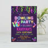 Bowling Birthday Party Invitation Kaart (Staand voorkant)