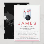 Bowling Birthday Party Invitation Kaart (Voorkant / Achterkant)