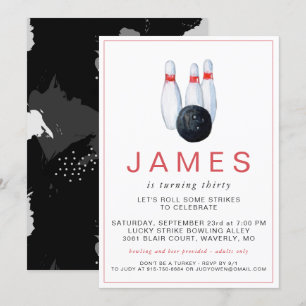 Bowling Birthday Party Invitation Kaart