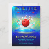 Bowling Birthday Party Invitation Kaart (Voorkant)