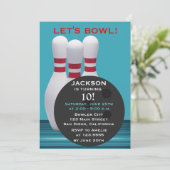 Bowling Birthday Party Invitation Kaart (Staand voorkant)