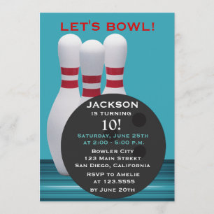 Bowling Birthday Party Invitation Kaart
