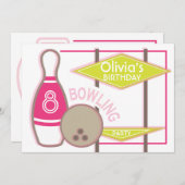 Bowling Birthday Party Invitation Kaart (Voorkant / Achterkant)