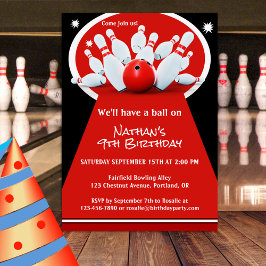 Bowling Birthday Party Invitation Kaart
