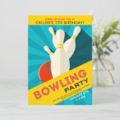 Bowling Birthday Party Invitation Kaart (Staand voorkant)
