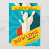 Bowling Birthday Party Invitation Kaart (Voorkant / Achterkant)