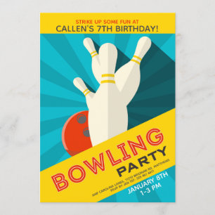 Bowling Birthday Party Invitation Kaart