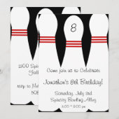 Bowling Birthday Party Invitation Kaart (Voorkant / Achterkant)