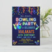 Bowling Birthday Party Invitation Kaart (Staand voorkant)